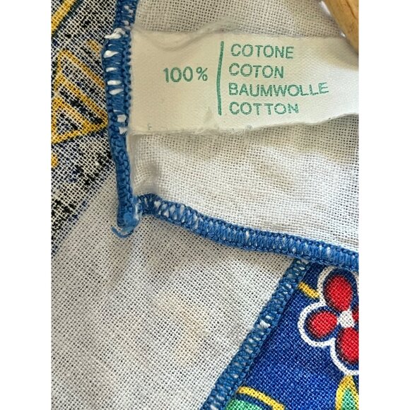 Italian Floral Cotton Tablecloth 58x48 Blue Red White Orange Green Boho Party - Picture 8 of 16